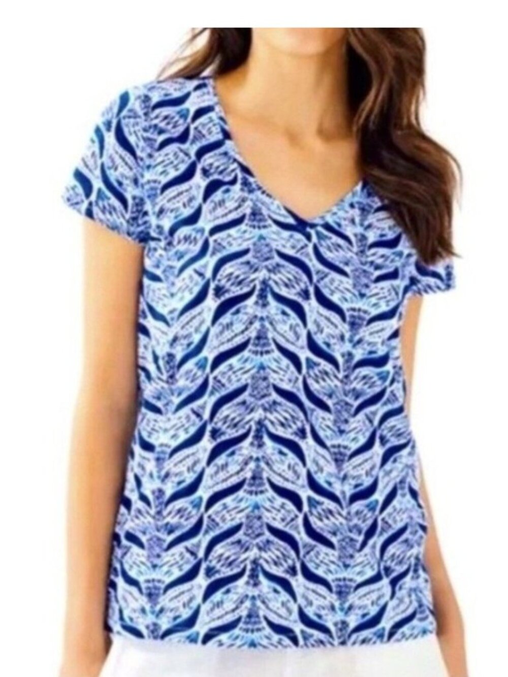 Lilly Pulitzer Etta Short Sleeve V Neck Tee A Mermaids Tale plus XL womens